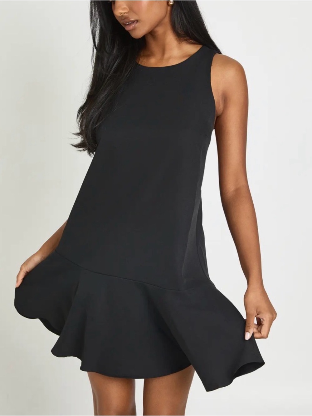 Boohoo Black Sleeveless Ruffle Hem Mini Dress